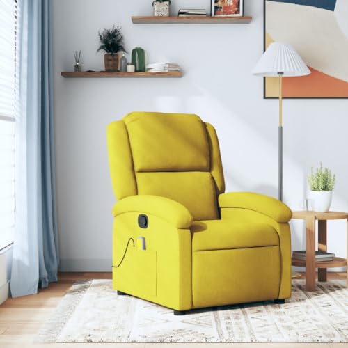 Willood Massagesessel, Sessel Verstellbare Rückenlehne, Fernsehsessel Relaxsessel mit Vibrationsfunktion, Liegesessel Polstersessel Ruhesessel Gelb Samt von Willood