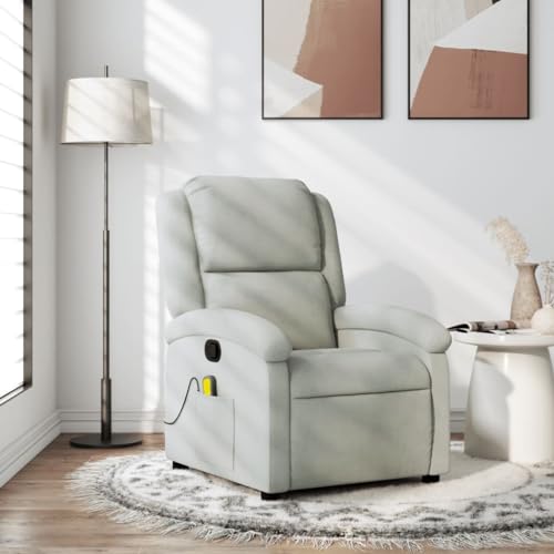 Willood Massagesessel, Sessel Verstellbare Rückenlehne, Fernsehsessel Relaxsessel mit Vibrationsfunktion, Liegesessel Polstersessel Ruhesessel Hellgrau Samt von Willood