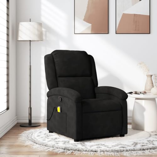 Willood Massagesessel, Sessel Verstellbare Rückenlehne, Fernsehsessel Relaxsessel mit Vibrationsfunktion, Liegesessel Polstersessel Ruhesessel Schwarz Samt von Willood