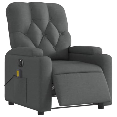 Willood Massagesessel Elektrisch Dunkelgrau Stoff Relaxsessel mit Liegefunktion Vibrationsfunktion, Fernsehsessel Liegesessel für Wohnzimmer Schlafzimmer von Willood