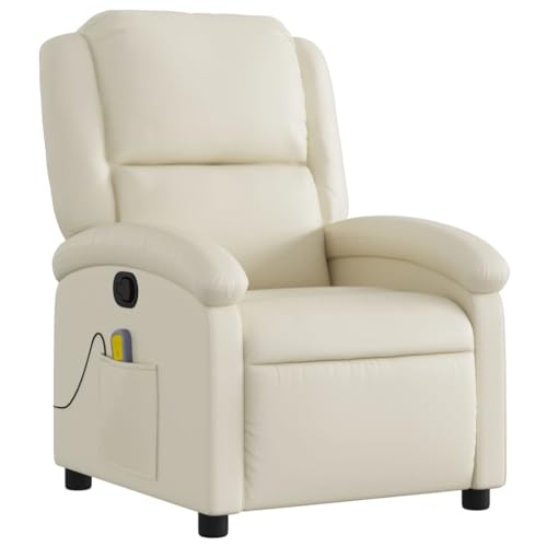 Willood Massagesessel Fernsehsessel Relaxsessel mit Vibrationsfunktion, Sessel Verstellbare Rückenlehne Liegesessel Polstersessel Ruhesessel Creme Kunstleder von Willood