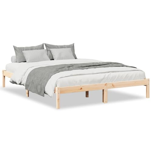 Willood Massivholzbett, Bett Holzbett für Schlafzimmer, Bettgestell Bettrahmen mit Lattenrost, Einzelbett/Zweibett Schlafzimmerbett, Extra Lang ohne Matratze 140x220 Kiefernholz von Willood