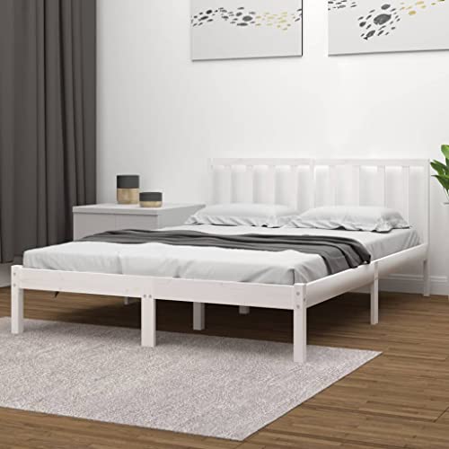 Willood Massivholzbett Bettgestell Doppelbett Bettrahmen Bett Schlafzimmerbett Schlafzimmermöbel Weiß Kiefer 200x200cm 3013907de von Willood