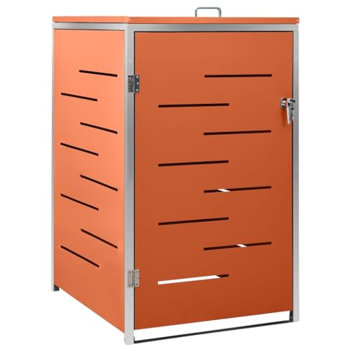 Willood Mülltonnenbox für 1/2/3/4 Tonne 240L Edelstahl/Verzinkt Müllbox mit Belüftungssystem Abschließbar Gartenbox (1, Orange) von Willood