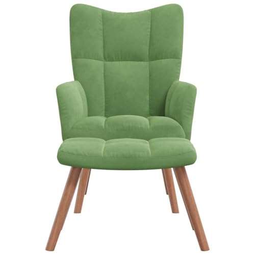 Willood Ohrensessel mit Fußhocker Wohnzimmersessel Polstersessel Freizeitsessel Wohnzimmersessel Fernsehsessel mit Hocker Hellgrün Samt von Willood