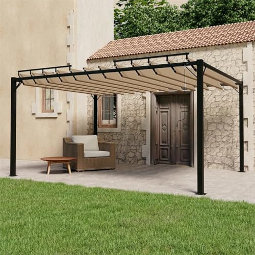 Willood Pavillon mit Lamellendach 3x4 m Taupe Stoff und Aluminium von Willood