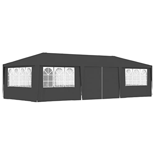 Willood Profi-Partyzelt mit Seitenwänden,UV-beständig Wasserbeständig Pavillon Festzelt Gartenpavillon Gartenzelt Garten Bierzelt 4×9 m Anthrazit 90 g/m² von Willood