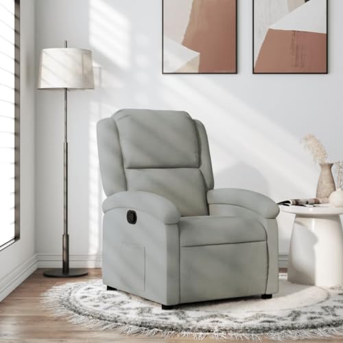 Willood Relaxsessel, Sessel mit Liegefunktion, Fernsehsessel Verstellbare Rückenlehne, Liegesessel Ruhesessel Polstersessel, Hellgrau Samt von Willood