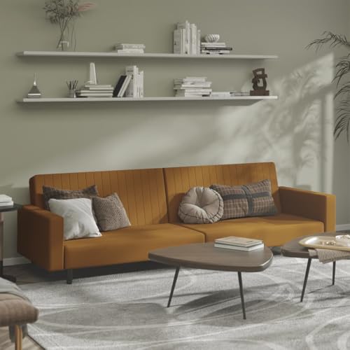 Willood Schlafsofa 2-Sitzer Braun Samt Loungesofa Lounge Sitzmöbel Schlafcouch für Wohnzimmer Heimkino Büro, Gästebett mit Holzrahmen, Sofabett Tagesbett Couch Sofa Mit Armlehnen von Willood