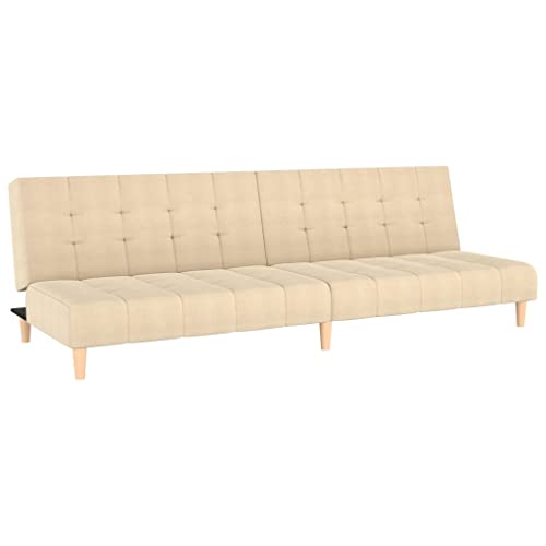 Willood Schlafsofa 2-Sitzer Creme Stoff Sofa mit Holzrahmen, Schlafcouch für Wohnzimmer Heimkino Büro, Couch Sofabett Tagesbett Gästebett, von Willood