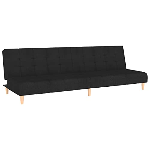 Willood Schlafsofa 2-Sitzer Schwarz Stoff Sofa mit Holzrahmen, Schlafcouch für Wohnzimmer Heimkino Büro, Couch Sofabett Tagesbett Gästebett, Willood Schlafsofa 2-Sitzer Schwarz Stoff Sofa mit Holzrahmen, Schlafcouch für Wohnzimmer Heimkino Büro, Couch Sofabett Tagesbett Gästebett, von Willood