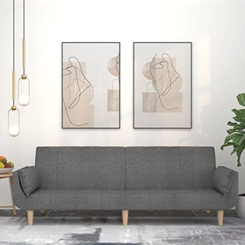Willood Schlafsofa 2-Sitzer mit 2 Kissen Hellgrau Stoff Loungesofa Lounge Sitzmöbel Wohnzimmer Sofas375869 von Willood