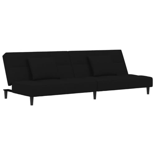 Willood Schlafsofa 2-Sitzer mit 2 Kissen Schwarz Samt von Willood