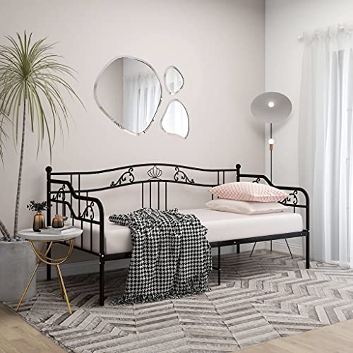 Willood Schlafsofa Einfache Betten Bettgestell Schwarz Metall 90x200 cm von Willood