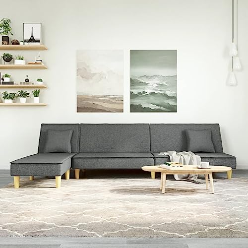 Willood Schlafsofa in L-Form Dunkelgrau 255x140x70 cm Stoff Loungesofa Lounge Sitzmöbel Wohnzimmer Sofas3157248 von Willood