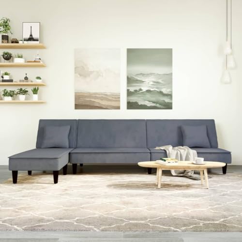 Willood Schlafsofa in L-Form Dunkelgrau 255x40x70 cm Samt Willood Schlafsofa in L-Form Dunkelgrau 255x40x70 cm Samt von Willood