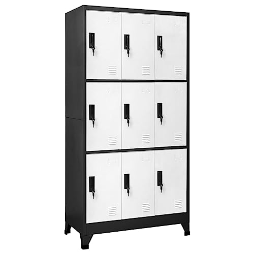 Willood Schließfachschrank Anthrazit und Weiß 90x45x180 cm Stahl mit 9 Schließfächern Willood Schließfachschrank Anthrazit und Weiß 90x45x180 cm Stahl mit 9 Schließfächern von Willood