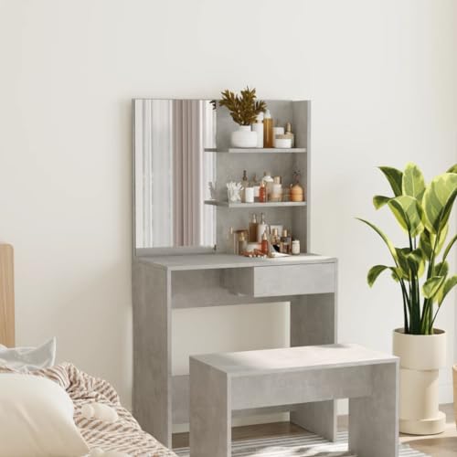 Willood Schminktisch mit Spiegel Betongrau 74,5x40x141 cm von Willood