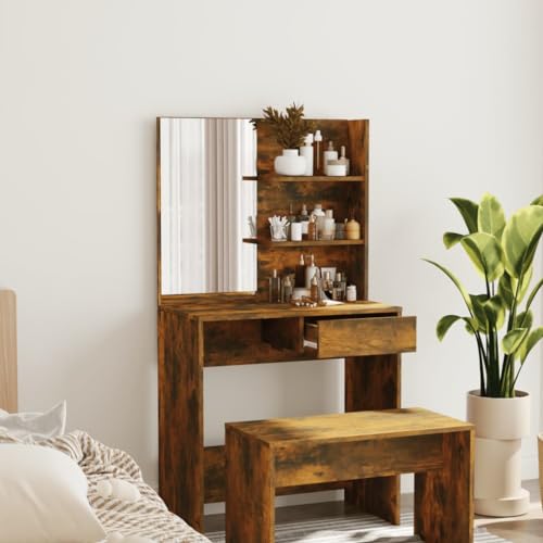 Willood Schminktisch mit Spiegel Räuchereiche 74,5x40x141 cm von Willood
