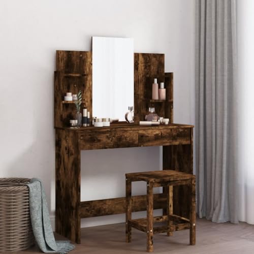 Willood Schminktisch mit Spiegel Räuchereiche 96x39x142 cm von Willood
