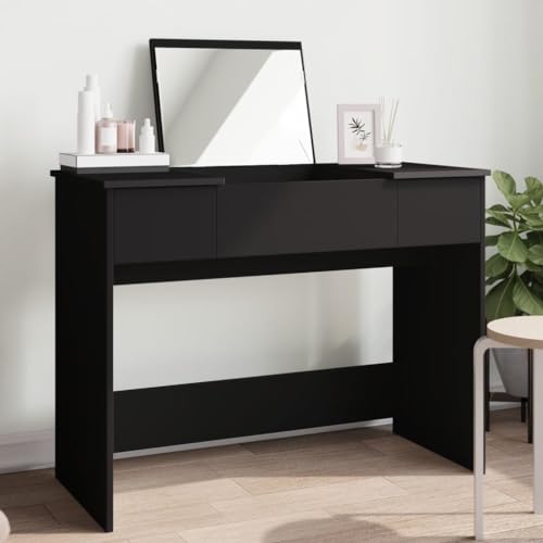 Willood Schminktisch mit Spiegel Schwarz 100x45x76 cm von Willood