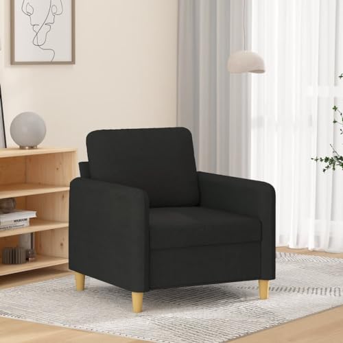 Willood Sessel, Sofa Relaxsessel mit gepolstertem Sitz Armlehnen, Fernsehsessel Loungesessel Metallgestell, Polstersessel Ruhesessel Stuhlbeine aus Holz Schwarz 60 cm Stoff von Willood