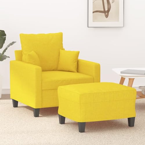Willood Sessel Relaxsessel Fernsehsessel Polstersessel mit Hocker Hellgelb 60 cm Stoff von Willood