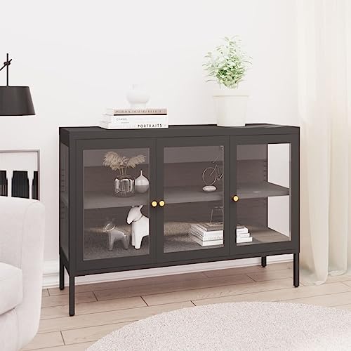 Willood Sideboard Anthrazit 105x35x70 cm Stahl und Glas von Willood