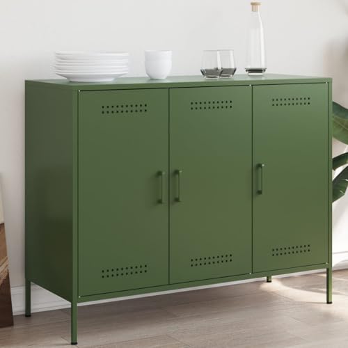 Willood Sideboard Olivgrün 100,5x39x79 cm Kaltgewalzter Stahl de843028 von Willood