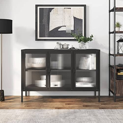 Willood Sideboard Schwarz 105x35x70 cm Glas und Stahl Willood Sideboard Schwarz 105x35x70 cm Glas und Stahl von Willood