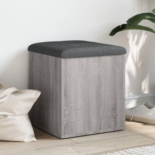 Willood Sitzbank mit Stauraum, Bank Gepolstert Sitzhocker Schuhbank, Truhenbank Polsterbank Aufbewahrungsbox für Wohnzimmer Flur, Grau Sonoma 42x42x45 cm Holzwerkstoff von Willood