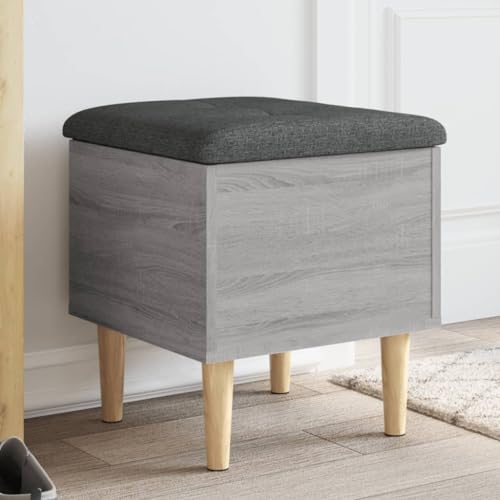 Willood Sitzbank mit Stauraum Grau Sonoma 42x42x46 cm Holzwerkstoff,Gepolstert Sitzhocker Schuhbank, Truhenbank Polsterbank Bettbank für Wohnzimmer Flur von Willood