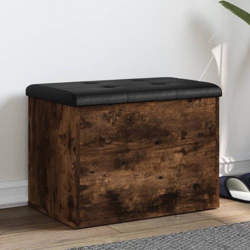 Willood Sitzbank mit Stauraum, Bank Gepolstert Sitzhocker Schuhbank, Truhenbank Polsterbank Aufbewahrungsbox für Wohnzimmer Flur, Räuchereiche 62x42x45 cm Holzwerkstoff von Willood