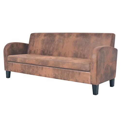 Willood Sofa 3-Sitzer Kunstleder Design Couch Polstersofa Wildleder-Optik Braun von Willood