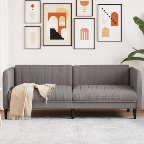 Willood Sofa 3-Sitzer Couch mit Armlehnen Rückenlehne Stützbeine, Loungesofa für Wohnzimmer, Polstersofa Sofagarnitur, Modern Taupe Stoff von Willood