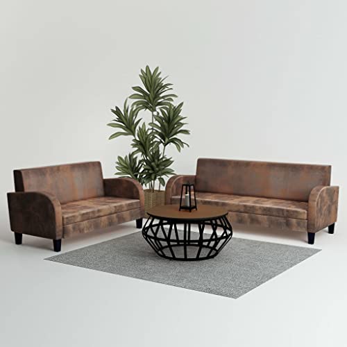 Willood Sofa-Set 2-TLG. Kunstleder in Wildleder-Optik Braun Couch Polstersofa Sofagarnitur von Willood