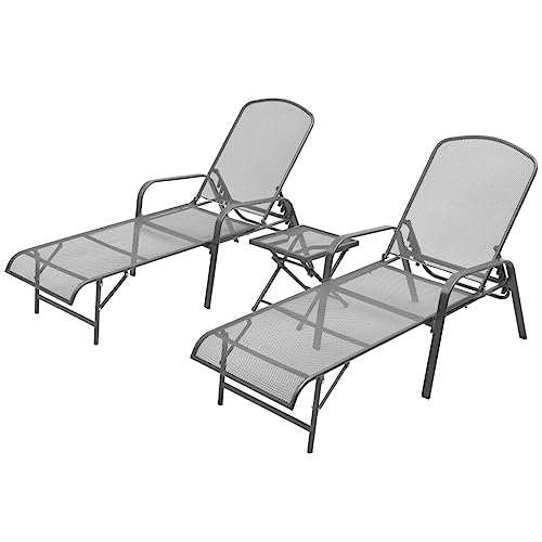Willood Sonnenliegen 2 STK. mit Tisch Stahl Anthrazit von Willood