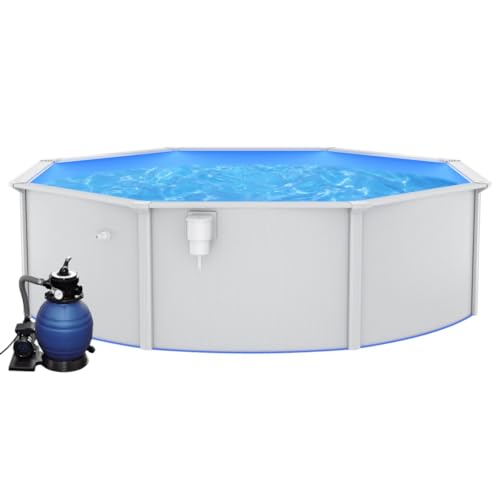 Willood Stahlwandpool Set Robuster Pool in Weiß mit winterfester Blauer Innenfolie mit Sandfilterpumpe 460x120 cm Willood Stahlwandpool Set Robuster Pool in Weiß mit winterfester Blauer Innenfolie mit Sandfilterpumpe 460x120 cm von Willood
