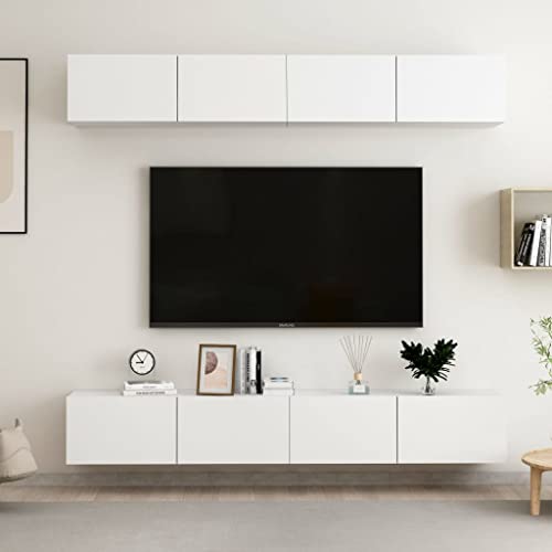 Willood TV-Schränke 4 STK. TV Möbel Wohnwand Wandschrank Hängeschrank HiFi-Schrank Lowboard Weiß 100x30x30 cm Holzwerkstoff von Willood