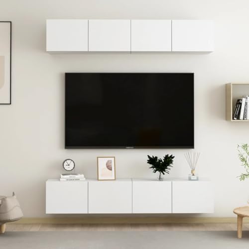 Willood TV-Schränke 4 STK. TV Möbel Wohnwand Wandschrank Hängeschrank HiFi-Schrank Lowboard Weiß 80x30x30 cm Holzwerkstoff von Willood