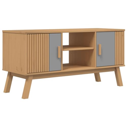 Willood TV-Schrank TV-Lowboard mit offenem Stauraum, TV-Ständer für Wohnzimmer und Schlafzimmer Grau und Braun Willood TV-Schrank TV-Lowboard mit offenem Stauraum, TV-Ständer für Wohnzimmer und Schlafzimmer Grau und Braun von Willood