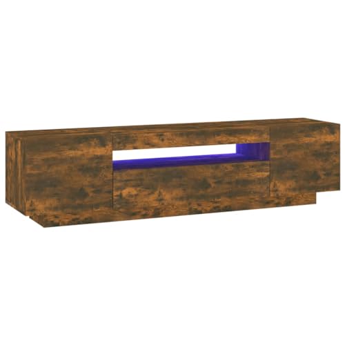 Willood TV Schrank mit LED Beleuchtung Lowboard TV Möbel Tisch Sideboard Räuchereiche 160x35x40 cm von Willood