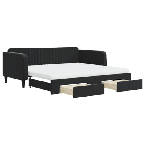 Willood 2 in 1 Tagesbetten Gästebetten Bettgestelle Schlafsofas für Jugendliche Schlafsofas aus Samt Schwarz 100 x 200 cm Willood 2 in 1 Tagesbetten Gästebetten Bettgestelle Schlafsofas für Jugendliche Schlafsofas aus Samt Schwarz 100 x 200 cm von Willood