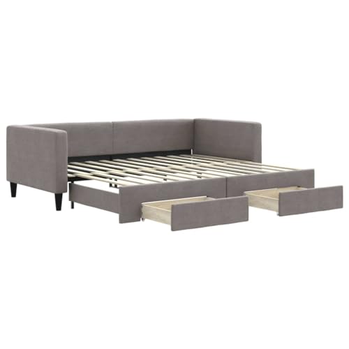 Willood Tagesbett 2-in-1 Sofabett Schlafsofa für Schlafzimmer Wohnzimmer Bettsofa Sofa Ausziehbar mit Schubladen Taupe 90x200 cm Stoff von Willood