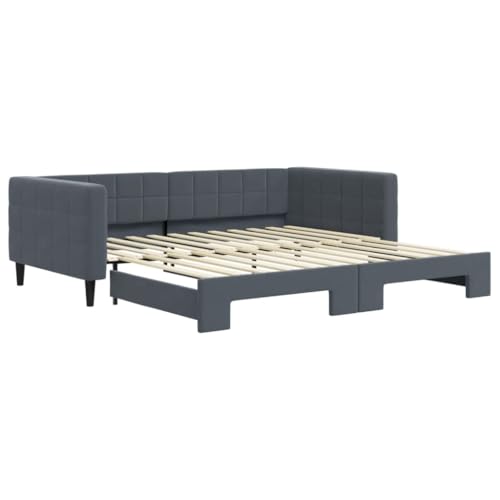 Willood Tagesbett Ausziehbar Gästebett 2-in-1 Sofabett Schlafsofa für Schlafzimmer Wohnzimmer Bettsofa Sofa Dunkelgrau 100x200 cm Samt von Willood