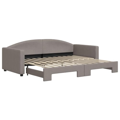 Willood Tagesbett Bettsofa Sofa Bett Sofabett Schlafsofa Bettgestell Ausziehbar Taupe 90x200 cm Stoff von Willood