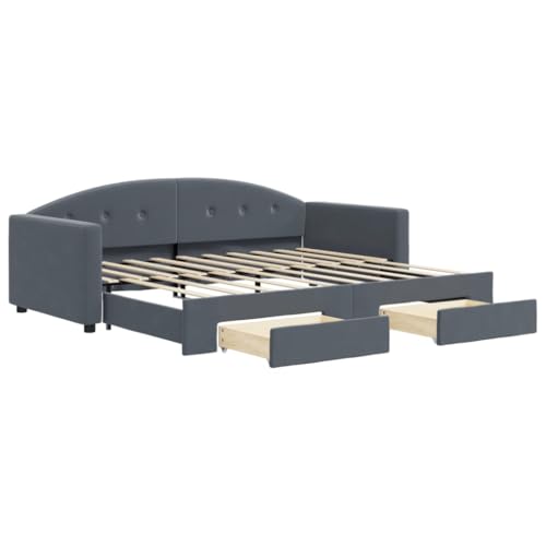 Willood Tagesbett Sofabett Schlafsofa für Schlafzimmer Wohnzimmer, Bettsofa Sofa Samt Dunkelgrau 90 x 190 cm-mit Bettkasten & Schublade Willood Tagesbett Sofabett Schlafsofa für Schlafzimmer Wohnzimmer, Bettsofa Sofa Samt Dunkelgrau 90 x 190 cm-mit Bettkasten & Schublade von Willood