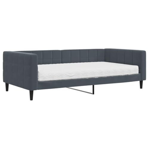 Willood Tagesbett mit Matratze Gästebett 2-in-1 Sofabett Schlafsofa für Schlafzimmer Wohnzimmer Bettsofa Sofa Dunkelgrau 100x200 cm Samt von Willood
