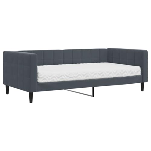 Willood Tagesbett mit Matratze Gästebett 2-in-1 Sofabett Schlafsofa für Schlafzimmer Wohnzimmer Bettsofa Sofa Dunkelgrau 90x190 cm Samt von Willood