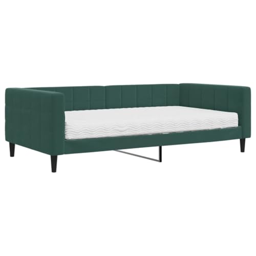 Willood Tagesbett mit Matratze Gästebett 2-in-1 Sofabett Schlafsofa für Schlafzimmer Wohnzimmer Bettsofa Sofa Dunkelgrün 100x200 cm Samt von Willood